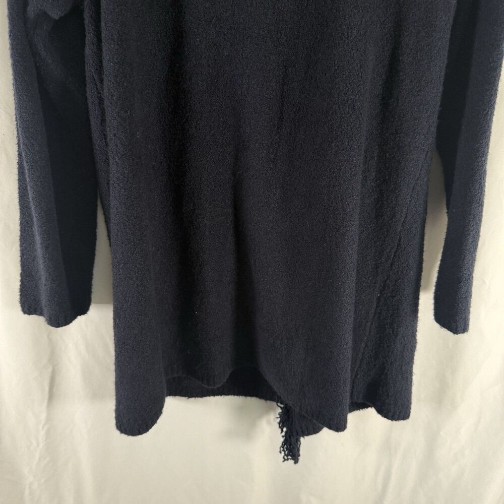 J Jill Cardigan Women's Large Blue Fringe Trim Hook Eye Front Long Sleeve - Picture 11 of 11
